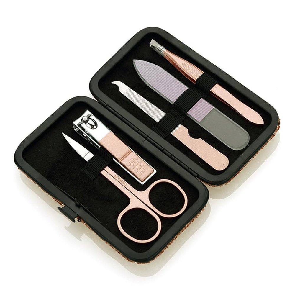 AFPSDLFJDLS Rose Gold 5 Piece Nail Clipper Set Stainless Steel Manicure Nail Beauty Tools