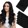 HOTBANANA Invisi Edge Tape in Hair Extensions Human Hair, 16inch 50g 10pcs Invisible & 10pcs Classic Jet Black Seamless Tape in Hair Extensions Straight Injected view 1
