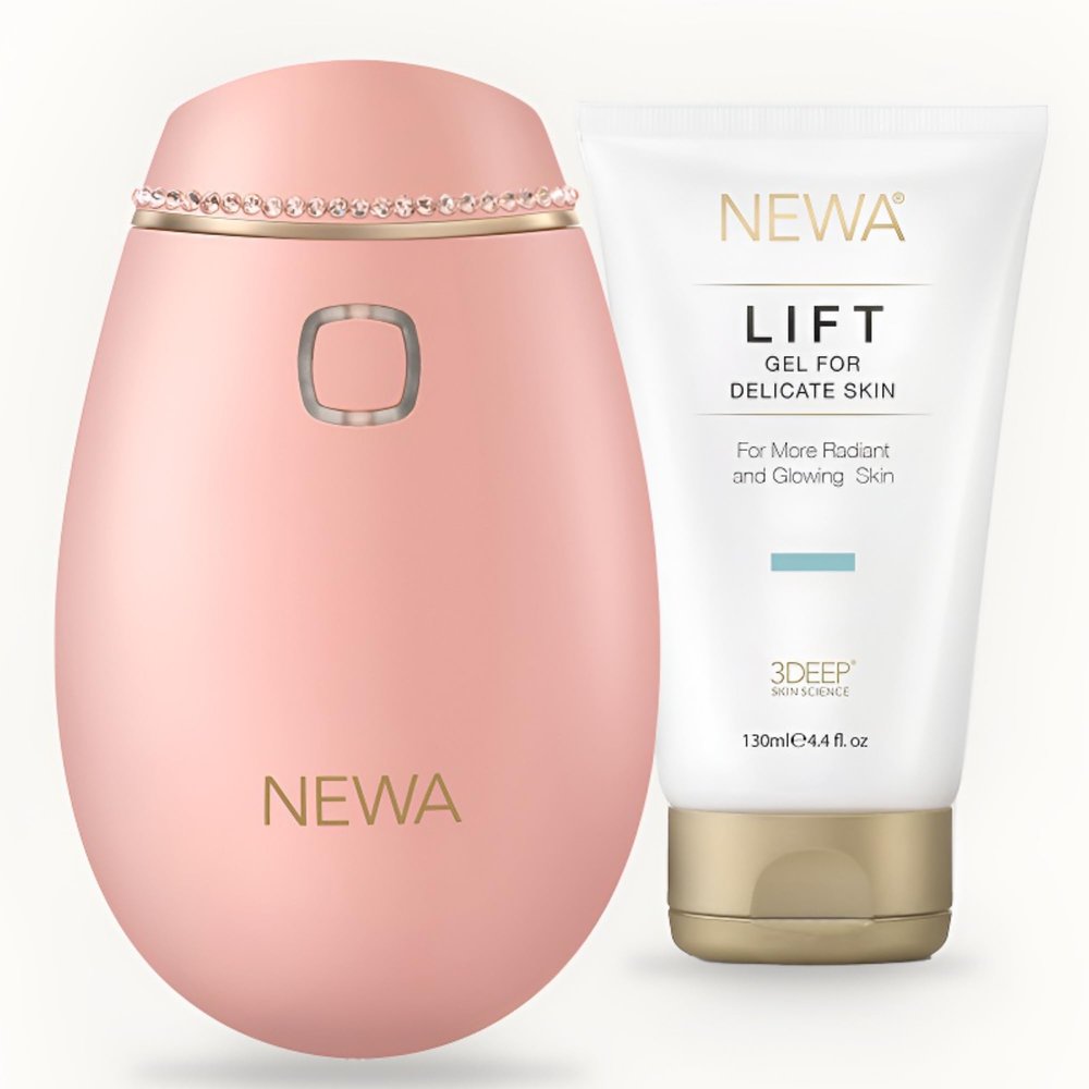 NEWA Wrinkle Reduction Device Skincare Tool for Facial Tightening. Boosts Collagen, Reduces Wrinkles. with 1 Gel Supply (Pink)