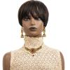ORAVISTA Short Pixie Cut Wigs Human Hair Mixed Synthetic, Brown Black Salt and Pepper Style for Everyday & Cosplay view 3
