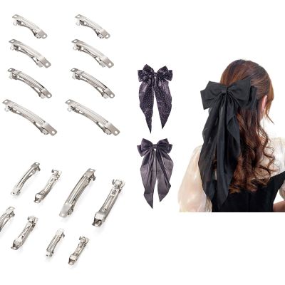 102Pcs Iron Blank French Barrette Hair Clip & Black Hair Ribbon Bow