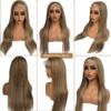 Belaved 13x6 Straight Lace Front Wigs Human Hair for Women, 24 Inch Highlights Ombre Light Brown to Brown with Ash Blonde HD Lace Frontal Wig Human Hair Glueless Pre Plucked Bleached Knots view 2