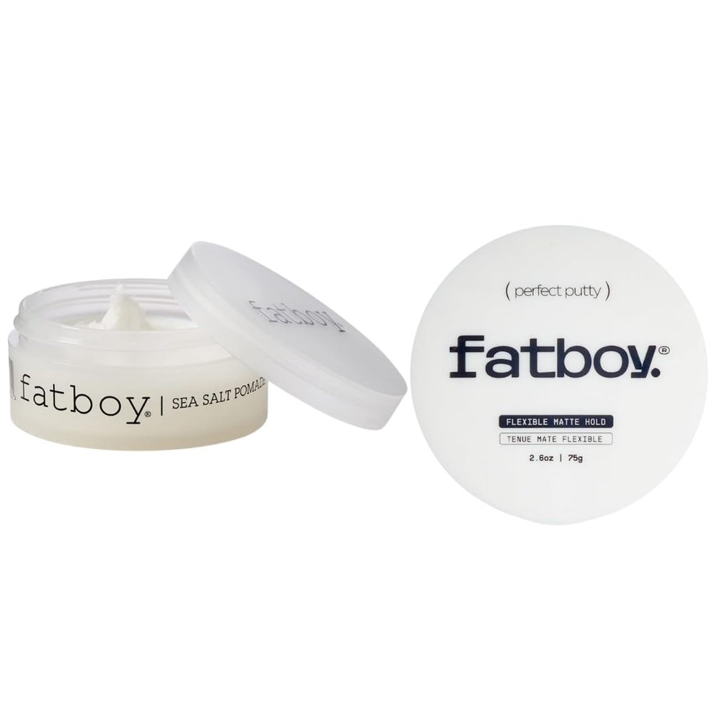 Fatboy Hair Perfect Putty + Sea Salt Pomade, Medium Lightweight Hold for Volume & Texturizing Hair, Beach Wave Matte Finish, All Hair Types, 2.6 Oz