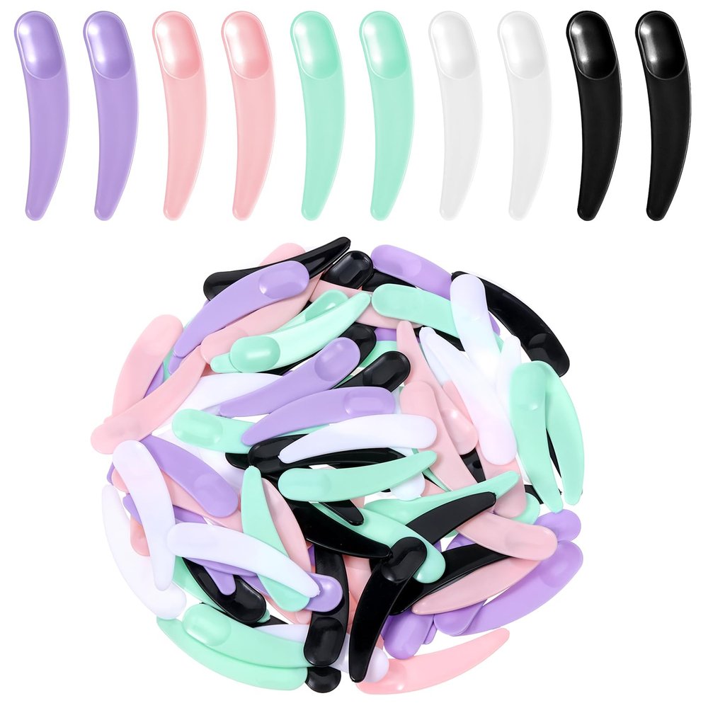 AOZUO 100pcs Mini Makeup Spatulas, Disposable Skin Care Facial Cream Mask Spatula Cosmetic Spatulas Scoops for Sampling and Mixing(Multicolor)