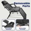 3-Section Tattoo Chair, 880 lbs Load Capacity Portable Esthetician Bed Adjustable Professional Salon Massage Bed, Black, with Spa Stool view 2