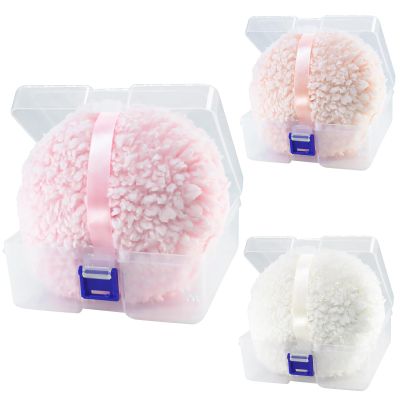 3 Pcs Large Body Powder Puff and Container, 6'' Dusting Body Powder Applicato (White Pink Skin Color)