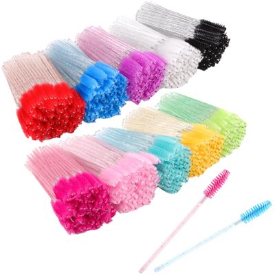 COCIDE 500Pcs Colorful Eyebrow Brush Eyelash Comb Lash Brushes Disposable Mascara Wands Lash Spoolies for Eyelash Extensions Supplies Makeup Applicators