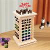 125 Slots Essential Oil Storage Shelf Wood Rotating Essential Oil Bottle Display Rack Wooden Farmhouse Style Essential Oil Stand Holder with Base for Aromatherapy Bottles Organization, Wood Color view 4