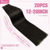 YoungSee 26 Inch Human Hair Tape in Extensions Brown Tape in Hair Extensions Human Hair Dark Brown 20pcs 50g Invisible Tapes Remy Hair Extension Long Straight Hair for Women Add Length view 3