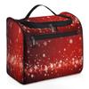 UOYO Hanging Travel Toiletry Bag with 11 Compartments, Christmas Snowflakes Red Background Water-resistant Makeup Cosmetic Bag Travel Organizer for Accessories, Shampoo, Full-size Container, Toiletrie view 1