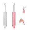 2 PCS Piercing Ball Grabber Tool Diamond 4 Claw Tweezers Piercing Assistant Pen Stainless Steel Jeweler Pick Up Tool Gem Picker Tool Chip Pick for Small Parts Pickup (Silver&Pink) view 1
