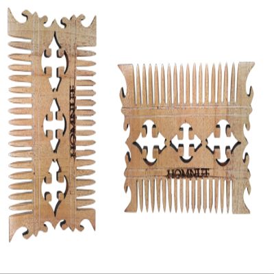 HOMNUT Natural Sandalwood Hair Comb Hair & Beard Comb | Unique Hand-Carved Design for Beard, Moustache & Hair | 4.2 x 3 Inches Pocket-Friendly Comb for Unisex