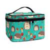 Jolamirel Cartoon Hedgehog Print Large Makeup Bag Toiletry Bag for Women, Forest Animals Printed Cosmetic Travel Toiletry Storage Pouch Case for Accessories, Turquoise view 1