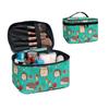 Jolamirel Cartoon Hedgehog Print Large Makeup Bag Toiletry Bag for Women, Forest Animals Printed Cosmetic Travel Toiletry Storage Pouch Case for Accessories, Turquoise view 2