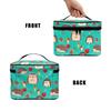 Jolamirel Cartoon Hedgehog Print Large Makeup Bag Toiletry Bag for Women, Forest Animals Printed Cosmetic Travel Toiletry Storage Pouch Case for Accessories, Turquoise view 3