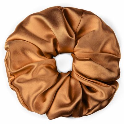 100% Pure Mulberry Silk Scrunchies  Handmade in USA  19 Momme 6A Grade Silk Hair Tie for Women & Girls  Gentle Elastic Ponytail Holder  No-Crease, Prevents Breakage & Frizz  Jumbo (Copper)