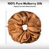100% Pure Mulberry Silk Scrunchies  Handmade in USA  19 Momme 6A Grade Silk Hair Tie for Women & Girls  Gentle Elastic Ponytail Holder  No-Crease, Prevents Breakage & Frizz  Jumbo (Copper) view 3