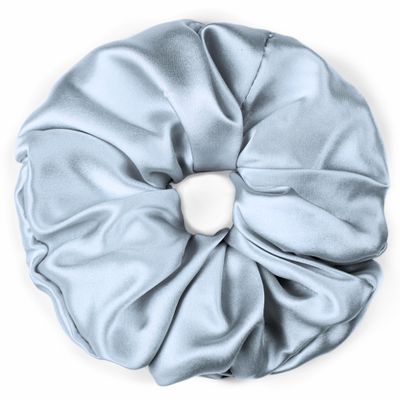100% Pure Mulberry Silk Scrunchies  Handmade in USA  19 Momme 6A Grade Silk Hair Tie for Women & Girls  Gentle Elastic Ponytail Holder  No-Crease, Prevents Breakage & Frizz  Jumbo (Coronet Blue)