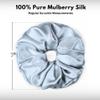 100% Pure Mulberry Silk Scrunchies  Handmade in USA  19 Momme 6A Grade Silk Hair Tie for Women & Girls  Gentle Elastic Ponytail Holder  No-Crease, Prevents Breakage & Frizz  Jumbo (Coronet Blue) view 3