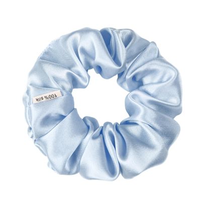 100% Pure Mulberry Silk Scrunchies  Handmade in USA  19 Momme 6A Grade Silk Hair Tie for Women & Girls  Gentle Elastic Ponytail Holder  No-Crease, Prevents Breakage & Frizz  Skinny (Coronet Blue)