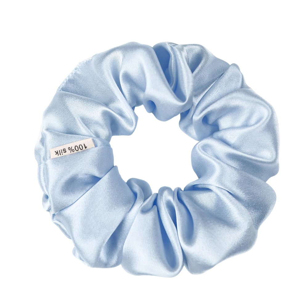 100% Pure Mulberry Silk Scrunchies  Handmade in USA  19 Momme 6A Grade Silk Hair Tie for Women & Girls  Gentle Elastic Ponytail Holder  No-Crease, Prevents Breakage & Frizz  Skinny (Coronet Blue)