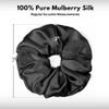 100% Pure Mulberry Silk Scrunchies  Handmade in USA  19 Momme 6A Grade Silk Hair Tie for Women & Girls  Gentle Elastic Ponytail Holder  No-Crease, Prevents Breakage & Frizz  Jumbo (Graphite Gray) view 3
