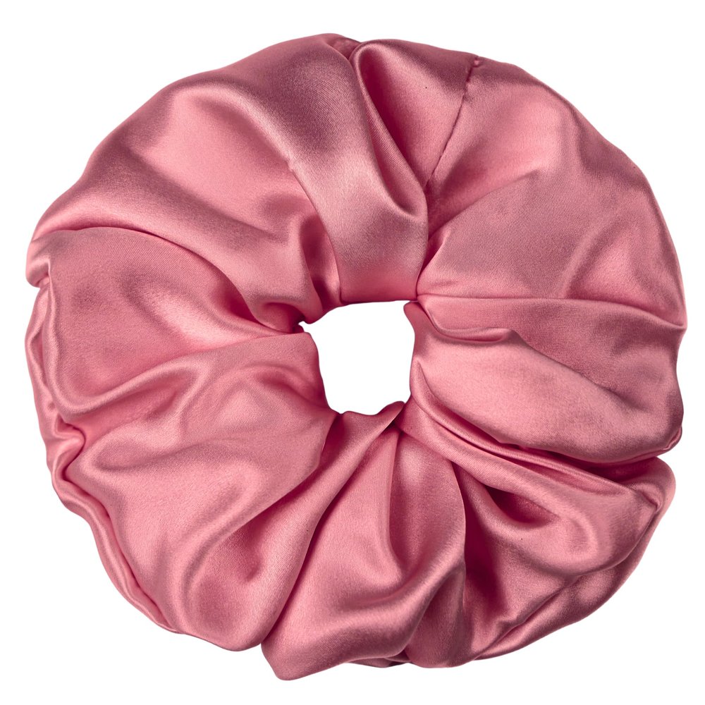 100% Pure Mulberry Silk Scrunchies  Handmade in USA  19 Momme 6A Grade Silk Hair Tie for Women & Girls  Gentle Elastic Ponytail Holder  No-Crease, Prevents Breakage & Frizz  Jumbo (Punch)