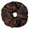 100% Pure Mulberry Silk Scrunchies  Handmade in USA  19 Momme 6A Grade Silk Hair Tie for Women & Girls  Gentle Elastic Ponytail Holder  No-Crease, Prevents Breakage & Frizz  Jumbo (Dark Brown) view 1