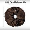 100% Pure Mulberry Silk Scrunchies  Handmade in USA  19 Momme 6A Grade Silk Hair Tie for Women & Girls  Gentle Elastic Ponytail Holder  No-Crease, Prevents Breakage & Frizz  Jumbo (Dark Brown) view 3