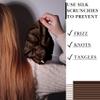 100% Pure Mulberry Silk Scrunchies  Handmade in USA  19 Momme 6A Grade Silk Hair Tie for Women & Girls  Gentle Elastic Ponytail Holder  No-Crease, Prevents Breakage & Frizz  Jumbo (Dark Brown) view 4