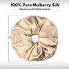 100% Pure Mulberry Silk Scrunchies  Handmade in USA  19 Momme 6A Grade Silk Hair Tie for Women & Girls  Gentle Elastic Ponytail Holder  No-Crease, Prevents Breakage & Frizz  Jumbo (Beige) view 3