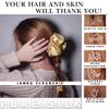 100% Pure Mulberry Silk Scrunchies  Handmade in USA  19 Momme 6A Grade Silk Hair Tie for Women & Girls  Gentle Elastic Ponytail Holder  No-Crease, Prevents Breakage & Frizz  Jumbo (Gold) view 2