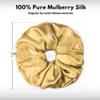 100% Pure Mulberry Silk Scrunchies  Handmade in USA  19 Momme 6A Grade Silk Hair Tie for Women & Girls  Gentle Elastic Ponytail Holder  No-Crease, Prevents Breakage & Frizz  Jumbo (Gold) view 3