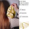 100% Pure Mulberry Silk Scrunchies  Handmade in USA  19 Momme 6A Grade Silk Hair Tie for Women & Girls  Gentle Elastic Ponytail Holder  No-Crease, Prevents Breakage & Frizz  Jumbo (Gold) view 4