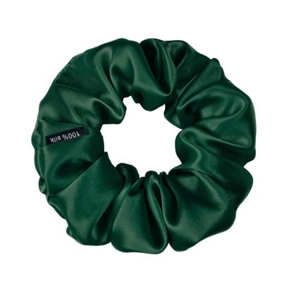 100% Pure Mulberry Silk Scrunchies  Handmade in USA  19 Momme 6A Grade Silk Hair Tie for Women & Girls  Gentle Elastic Ponytail Holder  No-Crease, Prevents Breakage & Frizz  Skinny (Hunter Green)