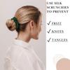 100% Pure Mulberry Silk Scrunchies  Handmade in USA  19 Momme 6A Grade Silk Hair Tie for Women & Girls  Gentle Elastic Ponytail Holder  No-Crease, Prevents Breakage & Frizz  Skinny (Hunter Green) view 4