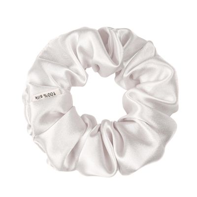 100% Pure Mulberry Silk Scrunchies  Handmade in USA  19 Momme 6A Grade Silk Hair Tie for Women & Girls  Gentle Elastic Ponytail Holder  No-Crease, Prevents Breakage & Frizz  Skinny (Off White)