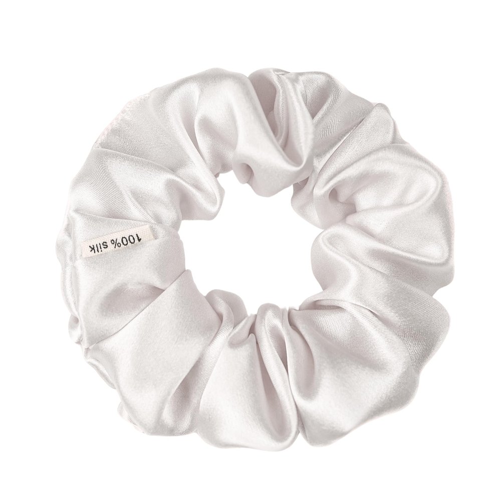 100% Pure Mulberry Silk Scrunchies  Handmade in USA  19 Momme 6A Grade Silk Hair Tie for Women & Girls  Gentle Elastic Ponytail Holder  No-Crease, Prevents Breakage & Frizz  Skinny (Off White)