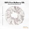 100% Pure Mulberry Silk Scrunchies  Handmade in USA  19 Momme 6A Grade Silk Hair Tie for Women & Girls  Gentle Elastic Ponytail Holder  No-Crease, Prevents Breakage & Frizz  Skinny (Off White) view 3