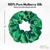 100% Pure Mulberry Silk Scrunchies  Handmade in USA  19 Momme 6A Grade Silk Hair Tie for Women & Girls  Gentle Elastic Ponytail Holder  No-Crease, Prevents Breakage & Frizz  Skinny (Kelly Green) view 3