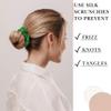 100% Pure Mulberry Silk Scrunchies  Handmade in USA  19 Momme 6A Grade Silk Hair Tie for Women & Girls  Gentle Elastic Ponytail Holder  No-Crease, Prevents Breakage & Frizz  Skinny (Kelly Green) view 4