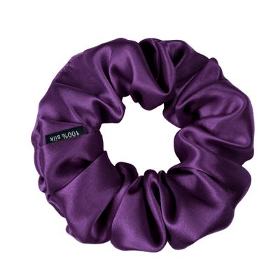 100% Pure Mulberry Silk Scrunchies  Handmade in USA  19 Momme 6A Grade Silk Hair Tie for Women & Girls  Gentle Elastic Ponytail Holder  No-Crease, Prevents Breakage & Frizz  Skinny (Purple)