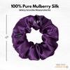 100% Pure Mulberry Silk Scrunchies  Handmade in USA  19 Momme 6A Grade Silk Hair Tie for Women & Girls  Gentle Elastic Ponytail Holder  No-Crease, Prevents Breakage & Frizz  Skinny (Purple) view 3