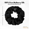 100% Pure Mulberry Silk Scrunchies  Handmade in USA  19 Momme 6A Grade Silk Hair Tie for Women & Girls  Gentle Elastic Ponytail Holder  No-Crease, Prevents Breakage & Frizz  Skinny (Black) view 3