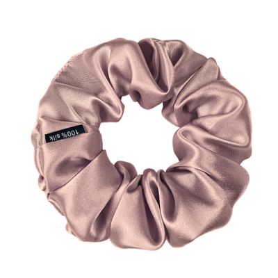 100% Pure Mulberry Silk Scrunchies  Handmade in USA  19 Momme 6A Grade Silk Hair Tie for Women & Girls  Gentle Elastic Ponytail Holder  No-Crease, Prevents Breakage & Frizz  Skinny (Pale Mauve)