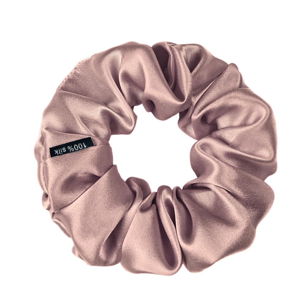 100% Pure Mulberry Silk Scrunchies  Handmade in USA  19 Momme 6A Grade Silk Hair Tie for Women & Girls  Gentle Elastic Ponytail Holder  No-Crease, Prevents Breakage & Frizz  Skinny (Pale Mauve)