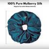 100% Pure Mulberry Silk Scrunchies  Handmade in USA  19 Momme 6A Grade Silk Hair Tie for Women & Girls  Gentle Elastic Ponytail Holder  No-Crease, Prevents Breakage & Frizz  Jumbo (Deep Teal) view 3