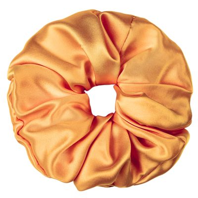 100% Pure Mulberry Silk Scrunchies  Handmade in USA  19 Momme 6A Grade Silk Hair Tie for Women & Girls  Gentle Elastic Ponytail Holder  No-Crease, Prevents Breakage & Frizz  Jumbo (Orange)