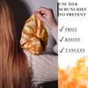100% Pure Mulberry Silk Scrunchies  Handmade in USA  19 Momme 6A Grade Silk Hair Tie for Women & Girls  Gentle Elastic Ponytail Holder  No-Crease, Prevents Breakage & Frizz  Jumbo (Orange) view 4