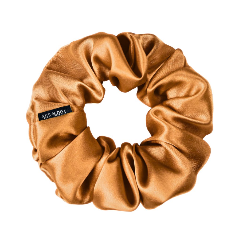 100% Pure Mulberry Silk Scrunchies  Handmade in USA  19 Momme 6A Grade Silk Hair Tie for Women & Girls  Gentle Elastic Ponytail Holder  No-Crease, Prevents Breakage & Frizz  Skinny (orange)